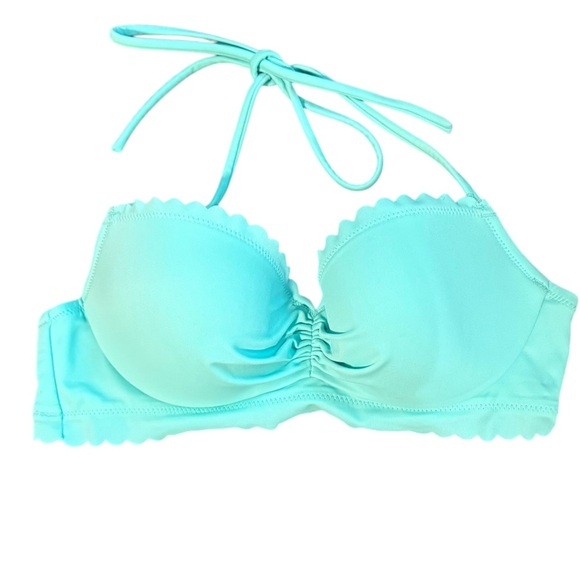 Victoria’s Secret teal Zuma Getaway Scalloped Underwire halter Bikini swim 32B - Picture 2 of 6